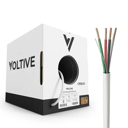Vista 8 de Voltive Cable de altavoz 12/2, Plenum CL3P, blanco, 500 pies - 12 AWG, 2 conductores, cobre trenzado sin oxígeno, listado UL - V-1214-2