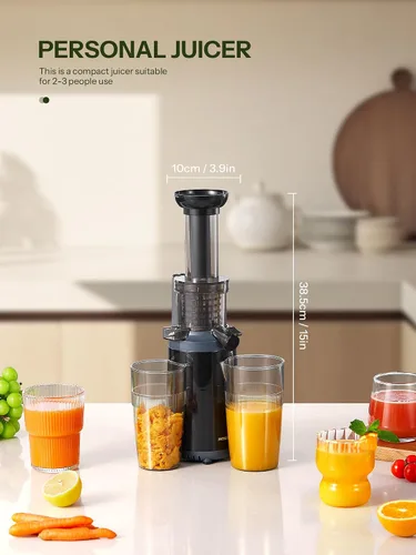 Vista 5 de Máquinas de exprimir con masticación, Reemix - Extractor de jugos de prensa fría, compacto y de tamaño pequeño, nutriente y rico en vitaminas, libre