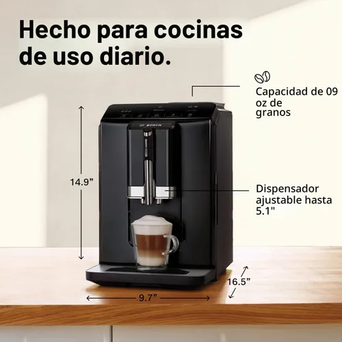 Vista 10 de Bosch 300 Series Máquina de café espresso totalmente automática con molinillo y varita de vapor Touch Control Panel, Large Bean Capacity - Easy