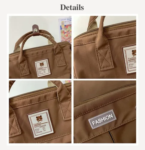 Vista 2 de JHTPSLR Mochila preppy linda mochila vintage sólida estética mochila libros bolsas grandes impermeable mochila portátil suministros, Negro -, Linda