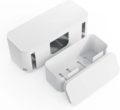 Vista 9 de Power Strip Hider Box - Organizador de gestión de cables, tamaño grande y mediano, color negro Power strip hider box hides cords and surge