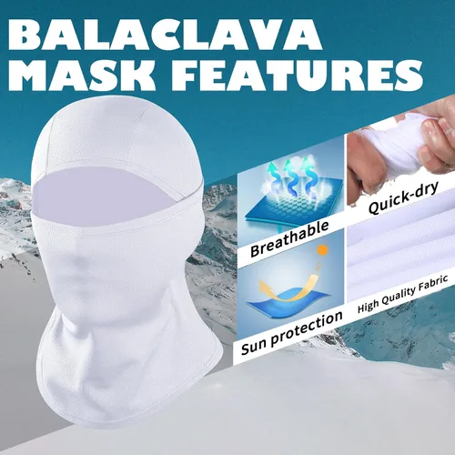 Vista 2 de Achiou - Pasamontañas, máscara facial, para hombres o mujeres, máscara de cara completa con capucha, para nieve, motocicleta, correr, clima frío