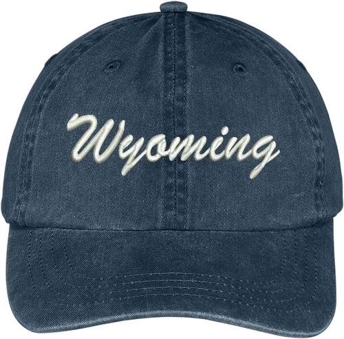Vista 3 de Trendy Apparel Shop Gorra de algodón ajustable de perfil bajo bordado del estado de Wyoming