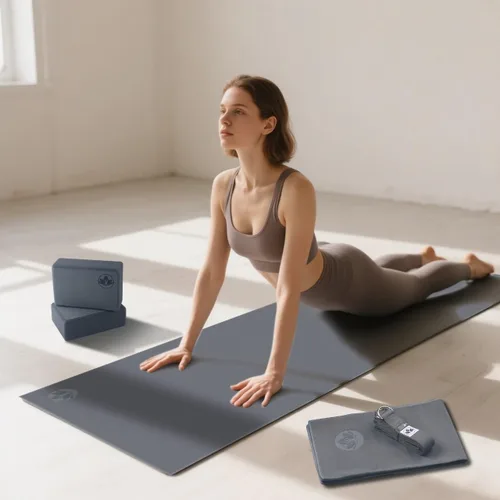 Vista 7 de Clever Yoga Juego completo de 7 piezas para principiantes, incluye esterilla de yoga de 0.236 pulgadas de grosor, 2 bloques de yoga, correa de yoga