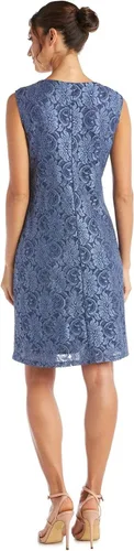 Vista 4 de R&M Richards Conjunto de 2 piezas de vestido y chaqueta con encaje adornado hasta la rodilla para mujer