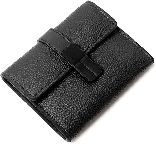 Vista 3 de AOXONEL Billetera pequeña de cuero para mujer, carteras Rfid para mujer, billetera triple plegable, compacta con ranuras para tarjetas y bolsillo