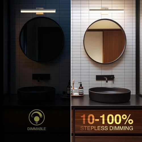 Vista 5 de ZAGO Lámpara de tocador de baño de 24 pulgadas sobre el espejo, LED moderna y rotacional montada en la pared, ajustable, cableada, con cable