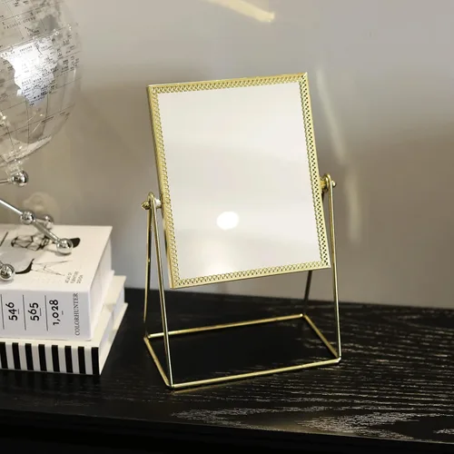 Vista 2 de Espejo de maquillaje espejo cosmético de una sola cara Espejo rectangular de belleza espejo de maquillaje hecho a mano para tocador mesa escritorio
