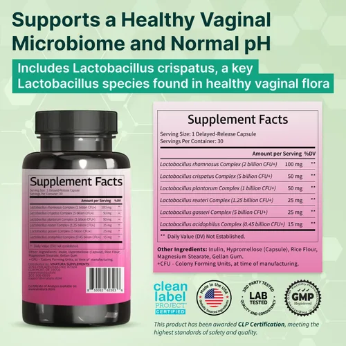 Vista 4 de VINATURA Lactobacillus Rhamnosus, Reuteri, Gasseri, Plantarum, Crispatus, Acidophilus Probióticos - Probióticos para mujeres *Hecho y probado