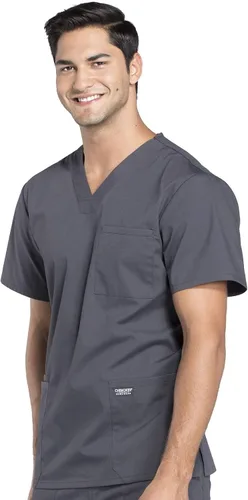 Vista 3 de Cherokee WW Professionals WW695 - Camisa de uniforme sanitario para hombre, con cuello en V