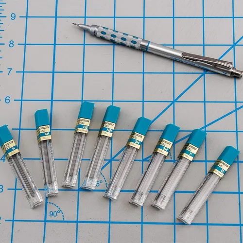 Vista 10 de Minas de Pentel Super Hi-Polymer, Gris