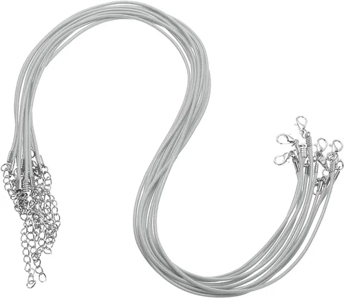 Vista 19 de MECCANIXITY 10 cordones de collar encerado de 18 pulgadas, cadena de collar a granel con cierre de 0.059 in de cuerda de cuero encerado para hacer