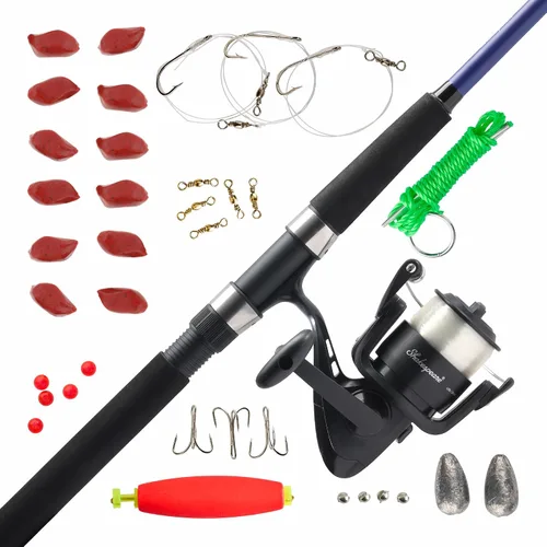 Vista 16 de Shakespeare Catch More Fish Spinning Reel and Fishing Rod Combo with Kit rojo - mediano