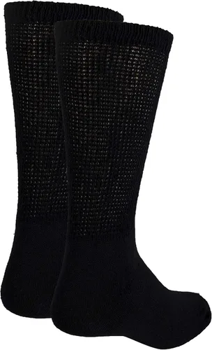 Vista 7 de Truform Calcetines diabéticos para hombres y mujeres, estilo médico, longitud media, altura de media pantorrilla, 3 pares, negro, S