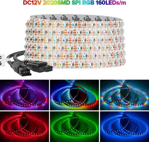 Vista 29 de BTF-LIGHTING WS2812B - Tira LED IC RGB 0.1 in, 0807SMD, DC5V, 3,2 pies, 160