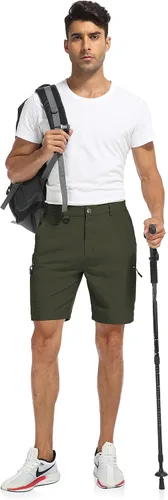 Vista 5 de Flewolch Pantalones cortos de senderismo para hombre, de secado rápido, para viajes al aire libre, con múltiples bolsillos