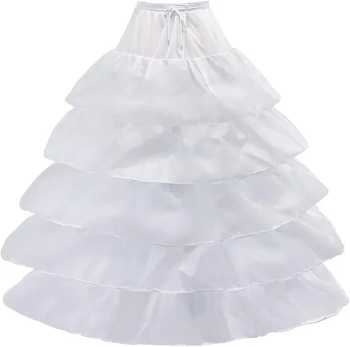 Vista 5 de Hanmgowns Enaguas para mujer, 4 aro, 5 capas de volantes, falda de crinolina para boda, vestido de novia, vestido de graduación, vestido de baile