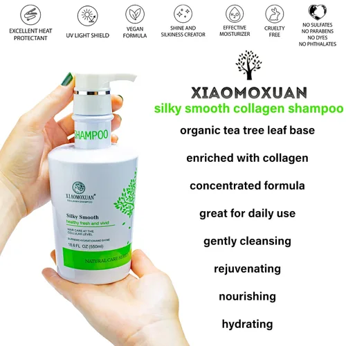 Vista 4 de Xiaomoxuan Champú orgánico de aceite de árbol de té - Hidratante para cabello seco, tratamiento del cuero cabelludo, sin sulfatos - enlace