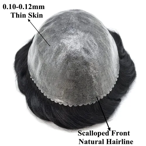 Vista 164 de Toupee para hombre 100% cabello humano real tupé para hombres 0.004 in piel de poliuretano para hombre, sistema de reemplazo de piezas de pelo