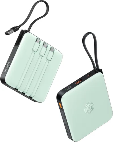 Vista 11 de VRURC Cargador portátil de 20000 mAh de carga rápida de 20 W con 4 cables incorporados Travel Essentials, batería externa para iPhone serie