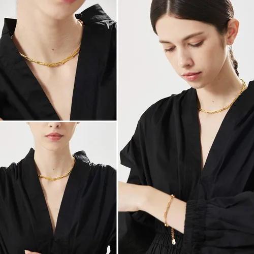 Vista 2 de GOLDCHIC JEWELRY Gargantilla gruesa de oro para mujer, collar de cadena cubana de 0.197 pulgadas, 0.472 pulgadas, 0.472 pulgadas, 0.71 pulgadas