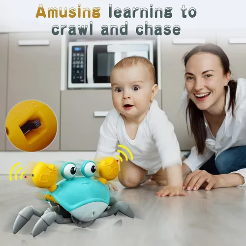 Vista 6 de Yeaye Juguetes de Cangrejo para Bebés que Rastrean - Juguetes para el Tiempo de Barriga Regalos para 3 4 5 6 7 8 9 10 11 12 Niño Niña con Sistema