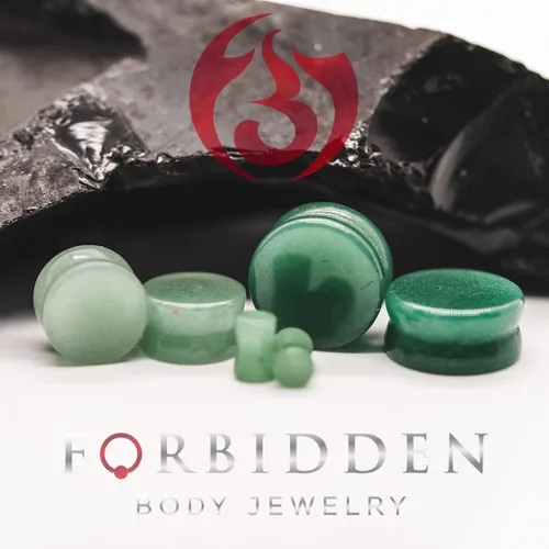 Vista 4 de Forbidden Body Jewelry Calibres de enchufe, calibres de piedra, tapones de piedra, calibre de oreja de jade semiprecioso, aretes de doble llamarada