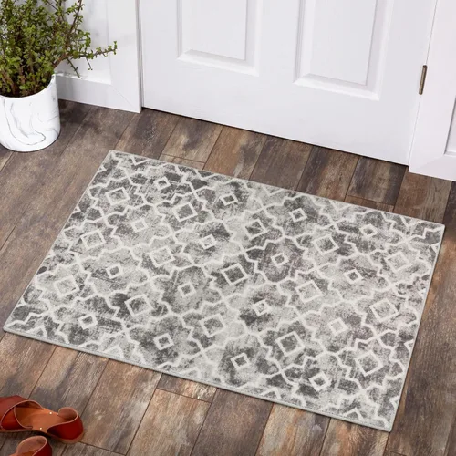 Vista 27 de Moynesa Alfombra marroquí lavable de 2 x 3 pulgadas, pequeña, azul, para cocina, baño, suave, antideslizante, de pelo bajo, moderna, geométrica