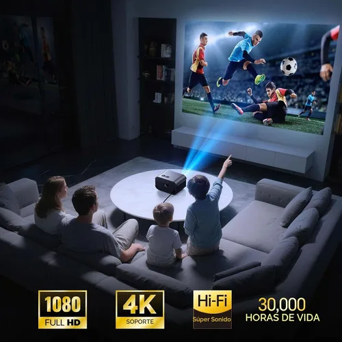 Vista 7 de Mini proyector con WiFi y Bluetooth, soporte 4K, proyector inteligente portátil al aire libre nativo 1080P, pantalla espejo compatible