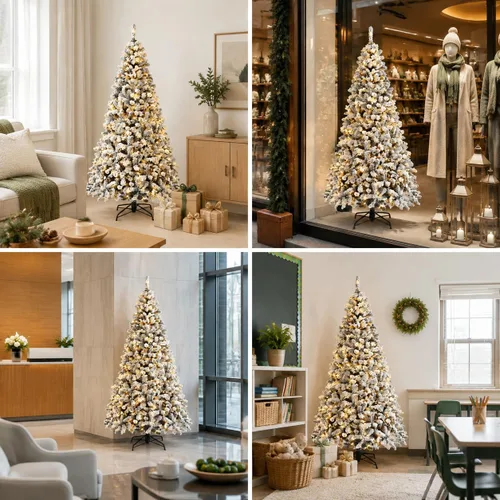 Vista 4 de Árbol de Navidad artificial preiluminado de 7.5 pies con 450 luces LED