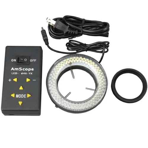 Vista 8 de AmScope Luz de anillo de microscopio LED-64-ZK con adaptador, blanco