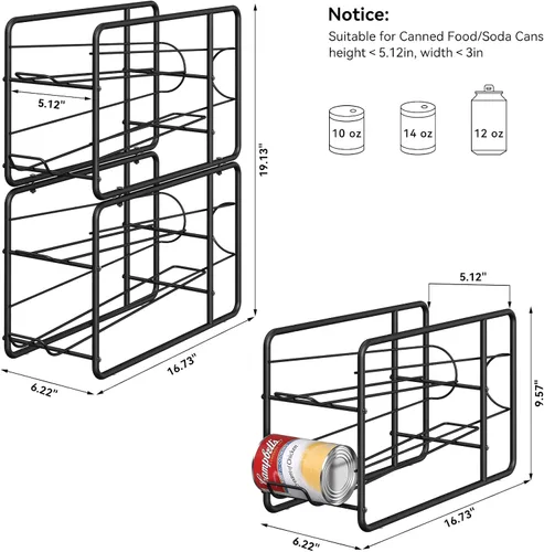 Vista 5 de MOOACE Paquete de 4 Estantes Dispensadores de Latas, Organizador Soporte Apilable de Almacenamiento de Latas para Alimentos Enlatados Gabinete