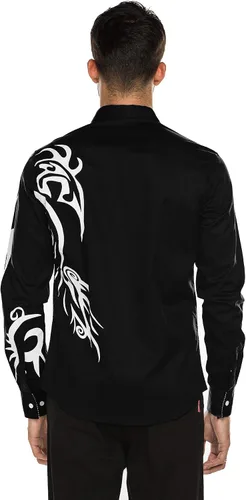 Vista 4 de COOFANDY Camisa de vestir con botones y estampado para hombre, camisas casuales de manga larga