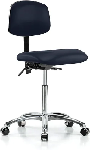 Vista 46 de Perch - Silla de laboratorio con ruedas cromadas con soporte de respaldo ajustable, altura del escritorio de 17 a 22 pulgadas, tela negra