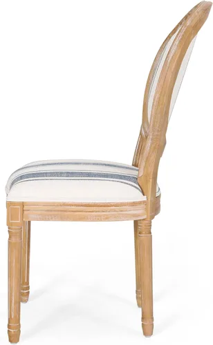 Vista 8 de Christopher Knight Home - Juego de sillas para comedor, modelo Phinnaeus, juego de 4, madera, rayas azul oscuro + beige claro + natural