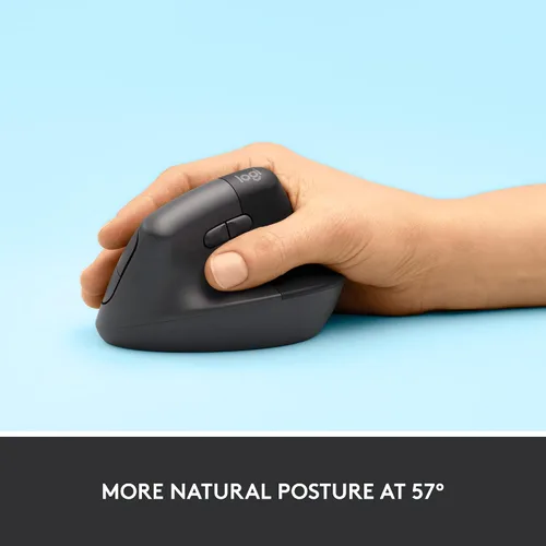 Vista 4 de Logitech Ratón ergonómico vertical de elevación, inalámbrico, Bluetooth o Logi Bolt receptor USB, clics silenciosos, 4 botones y mouse ergonómico