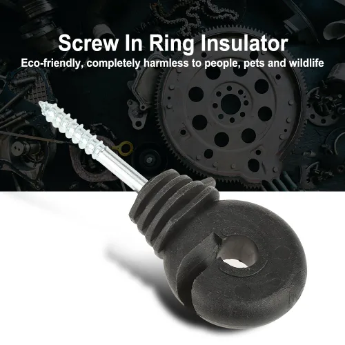 Vista 4 de 50 unids/set negro tornillo en anillo aislantes, accesorios eléctricos aislantes de cerca, aislantes, para poste de madera
