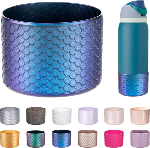 Vista 12 de Funda de Silicona para Botella de Agua Owala de 24oz, Manga Protectora Antideslizante Brillante para Botella de Agua Owala que Protege las Botellas