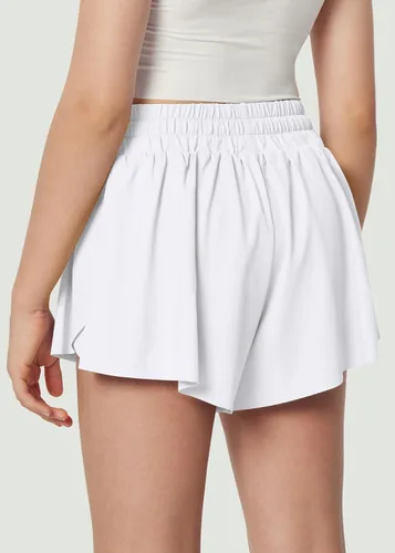 Vista 2 de Ewedoos Pantalones cortos holgados 2 en 1 para niñas, pantalones cortos atléticos de mariposa, talla 10-12, lindos pantalones cortos de moda