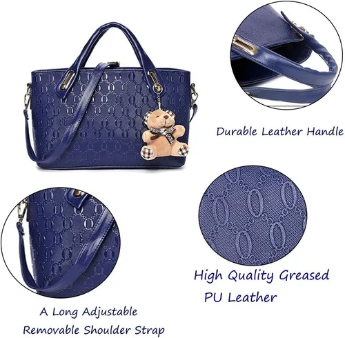 Vista 10 de FiveloveTwo. Bolso de mano para mujer, 4 piezas, con asa superior, bolsa de hombro, soporte para tarjetas