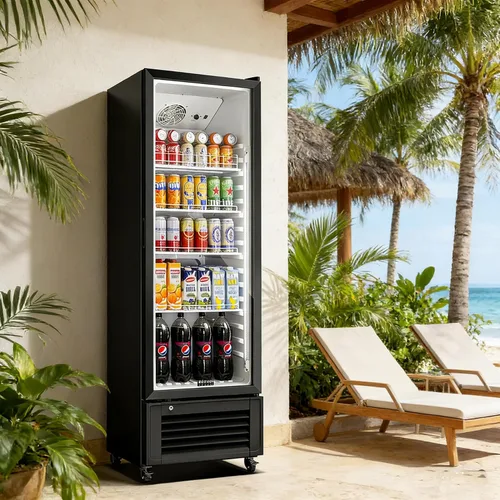 Vista 7 de BODEGACOOLER Refrigerador Comercial de Bebidas, Refrigerador de Exhibición de 290L con Luz LED Suave, 264 Latas y 120 Botellas Refrigerador