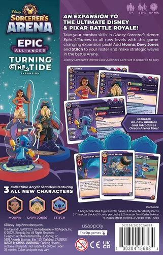 Vista 8 de USAOPOLY Disney Sorcerers Arena Epic Alliances Turning The Tide Expansion Con Davy Jones Moana y Stitch Juego de mesa familiar y estrategia