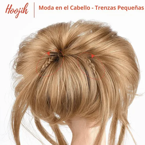 Vista 4 de HOOJIH Pieza de pelo desordenado de moño – Extensiones superlargas despeinadas, cola de caballo ondulada con banda elástica para mujeres y niñas