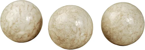 Vista 4 de Cambria Aqua - Bolas esféricas marmoladas de 4 pulgadas de diámetro para centro de mesa, cuenco y bandeja, juego de tres orbes solamente Cinnabar