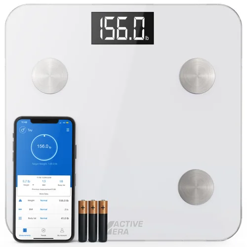 Vista 10 de Active Era Báscula digital Bluetooth de baño para peso y grasa corporal, báscula de pista de ajuste que calcula el IMC, el porcentaje de grasa