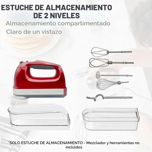 Vista 2 de Funda de almacenamiento para batidora de mano compatible con KitchenAid KHM5, KHM6, KHM7 y KHM9 Ultra Power mezcladores de mano, organizador