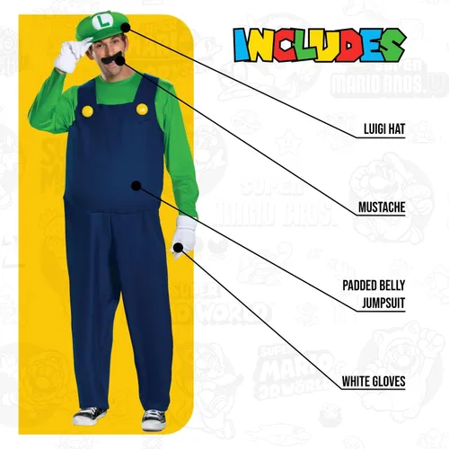 Vista 2 de Disguise Disfraz Luigi Deluxe para hombre
