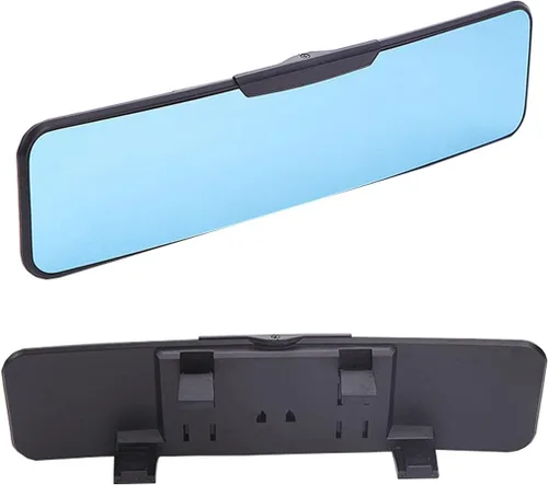 Vista 5 de Espejo retrovisor convexo HD azul antirreflejo de 11 pulgadas, clip universal en espejo retrovisor interior de gran angular para reducir el punto