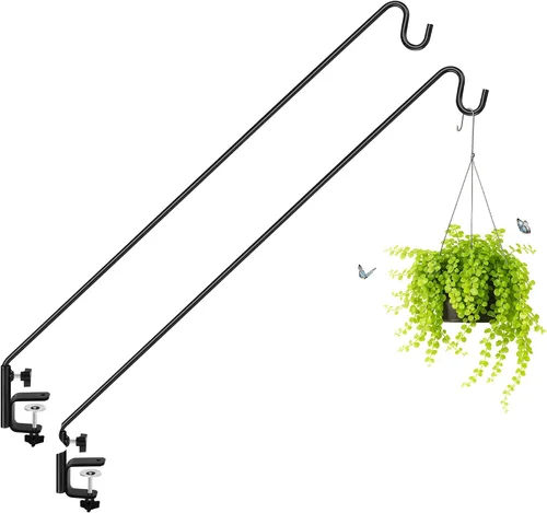 Vista 9 de ERYTLLY Gancho de Riel Extendido para Cerca de Terraza, Gancho para Comedero de Pájaros de Servicio Pesado, Giratorio 360 Grados y Longitud