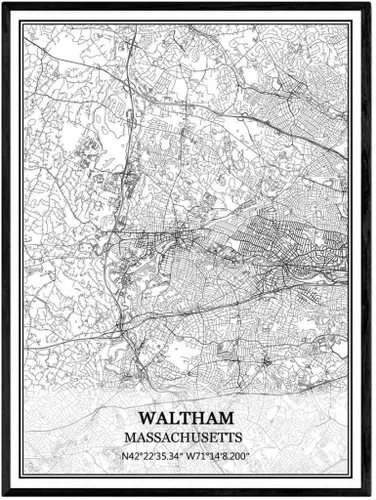 Vista 6 de TANOKCRS Newburyport Massachusetts USA America Map - Póster impreso en lienzo sin marco, moderno mapa blanco y negro, regalo de recuerdo, decoración
